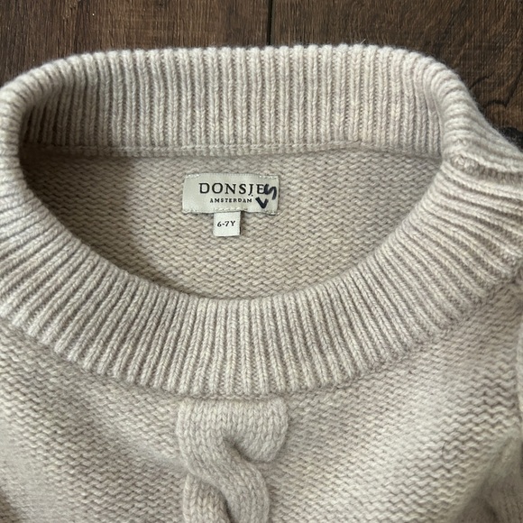 Donsje Amsterdam Cream Cable Knit Puff Sleeve Sweater 6-7 Years - Picture 3 of 4